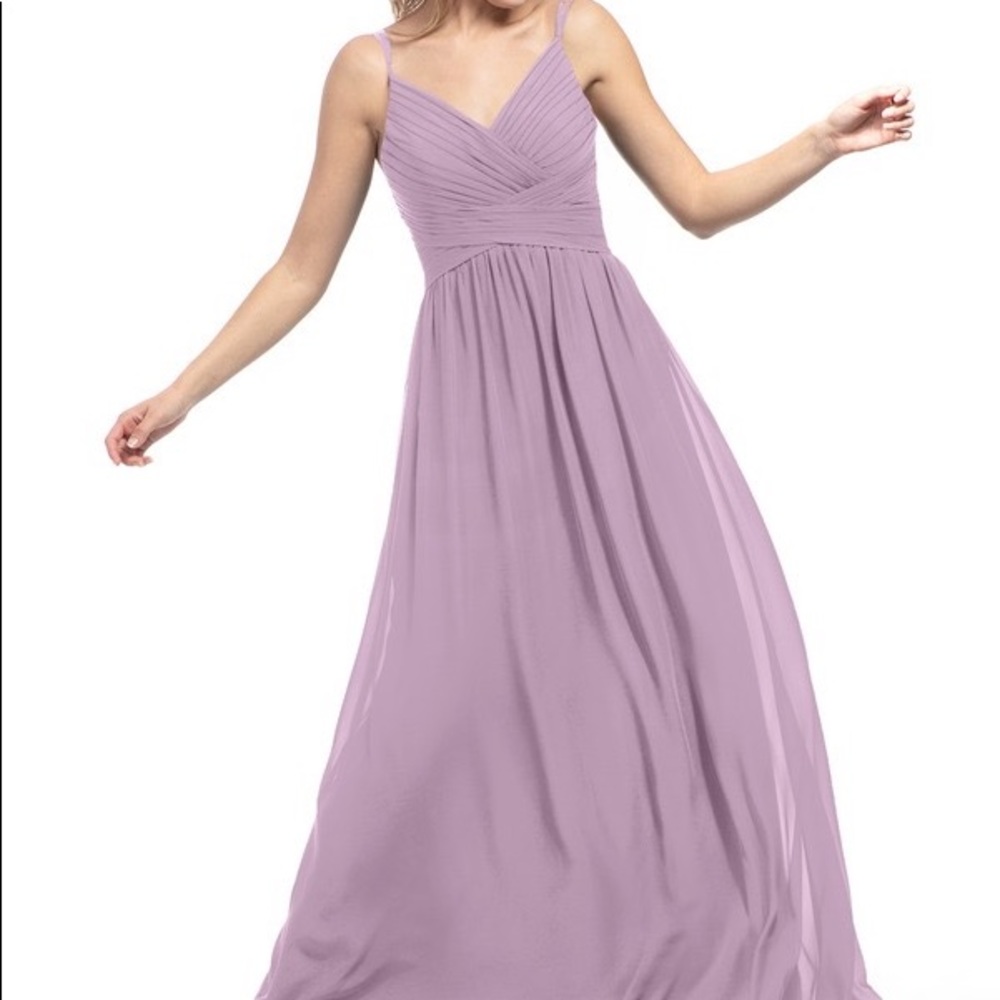 Azazie “Blake” Maxi bridesmaid dress, mauve/purple, chiffon, altered to size 6
